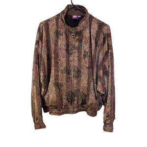 Women's Vintage Tail Microfiber Paisley Windbreaker Multicolor Large 80s 90s